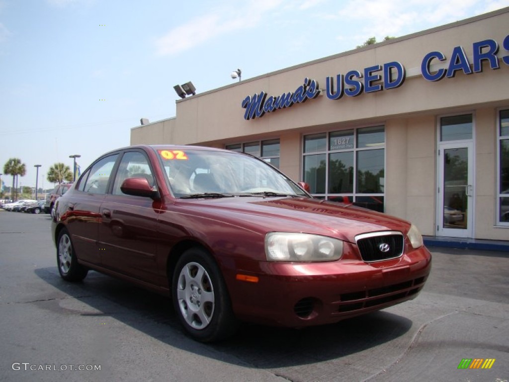 2002 Elantra GLS Sedan - Chianti Red / Beige photo #2