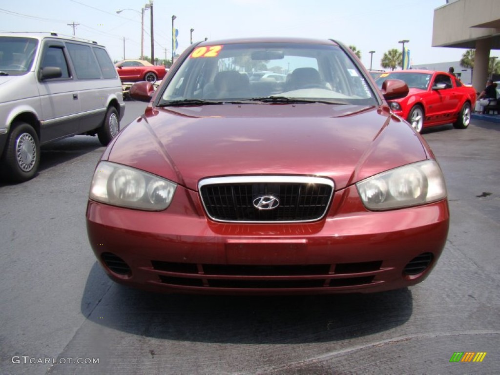 2002 Elantra GLS Sedan - Chianti Red / Beige photo #3