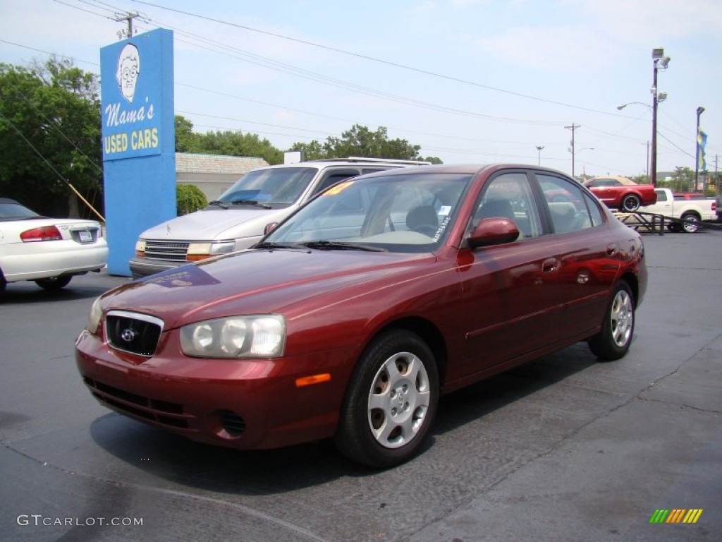 2002 Elantra GLS Sedan - Chianti Red / Beige photo #4
