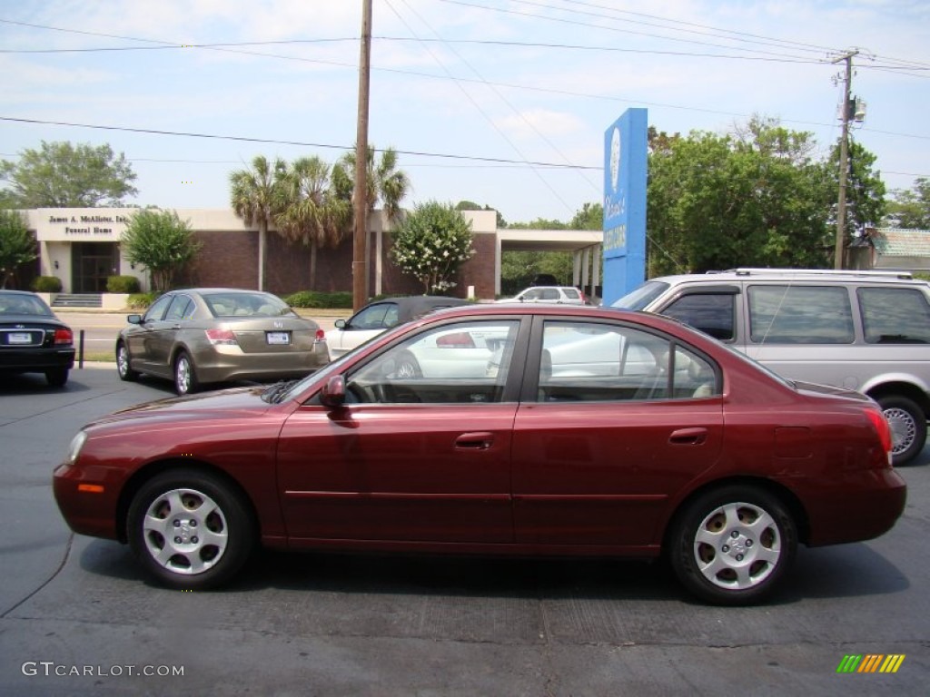 2002 Elantra GLS Sedan - Chianti Red / Beige photo #5