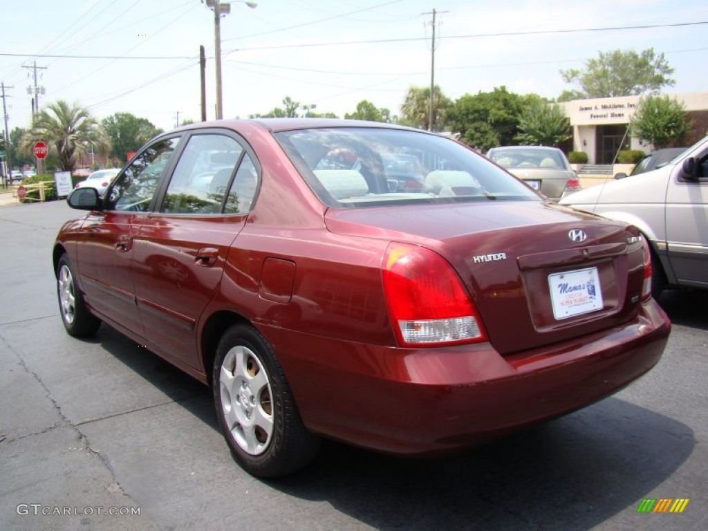 2002 Elantra GLS Sedan - Chianti Red / Beige photo #6