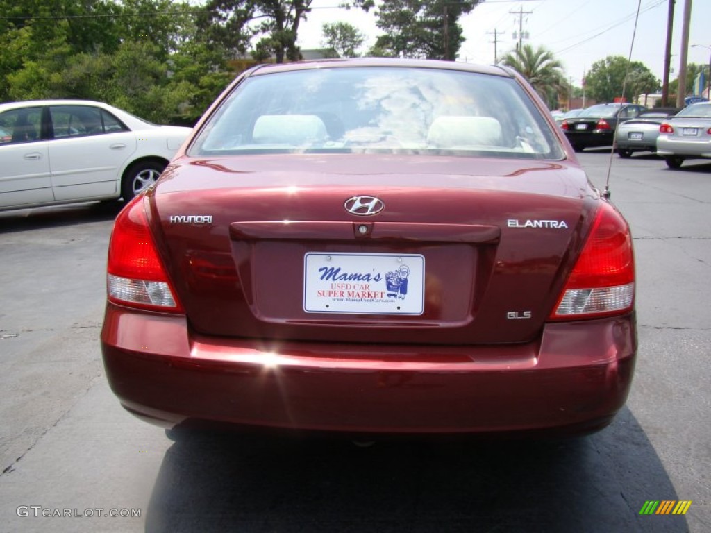 2002 Elantra GLS Sedan - Chianti Red / Beige photo #7
