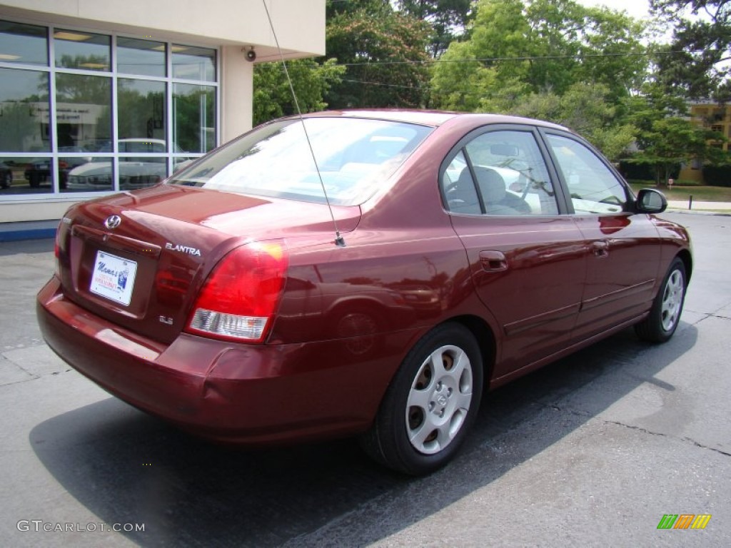 2002 Elantra GLS Sedan - Chianti Red / Beige photo #8