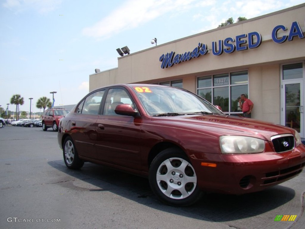 2002 Elantra GLS Sedan - Chianti Red / Beige photo #27