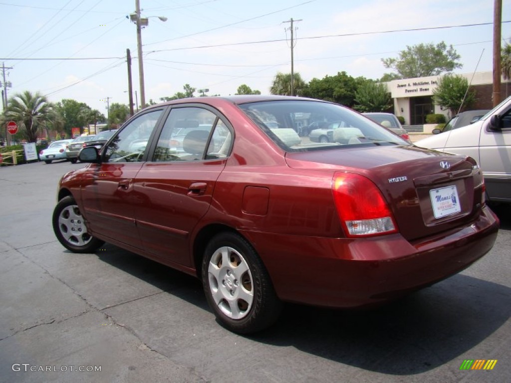 2002 Elantra GLS Sedan - Chianti Red / Beige photo #28