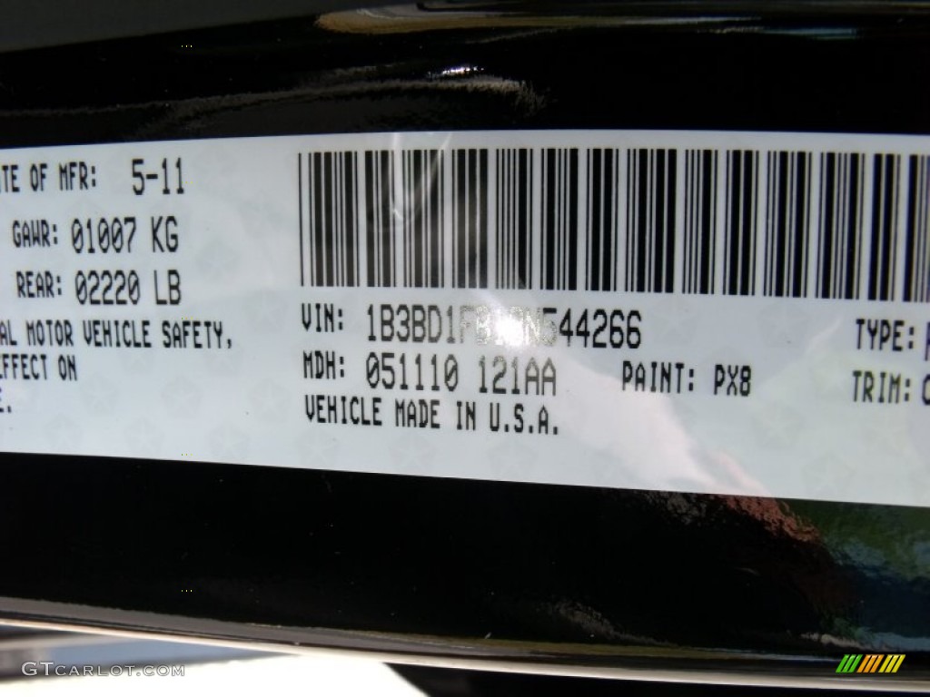 2011 Avenger Color Code PX8 for Black Photo #50203131