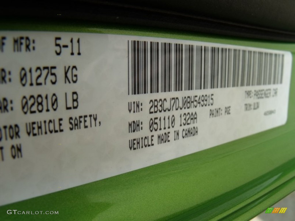 2011 Challenger Color Code PGE for Green with Envy Photo #50203323
