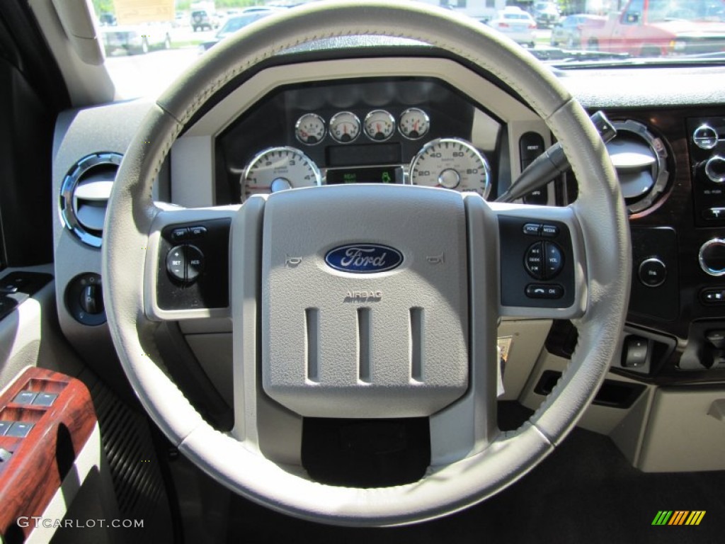 2009 Ford F450 Super Duty Lariat Crew Cab 4x4 Dually Medium Stone Steering Wheel Photo #50204865