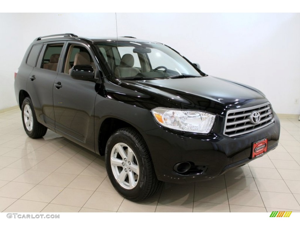 2009 Highlander V6 4WD - Black / Sand Beige photo #1