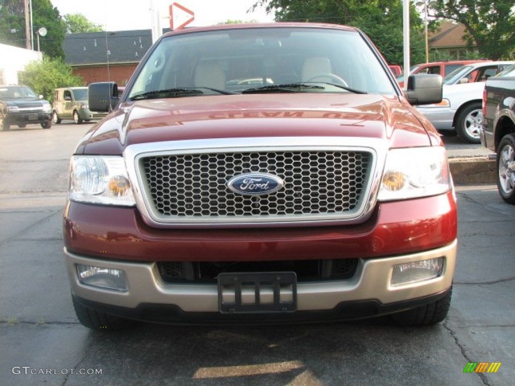 2004 F150 Lariat SuperCrew - Toreador Red Metallic / Tan photo #2