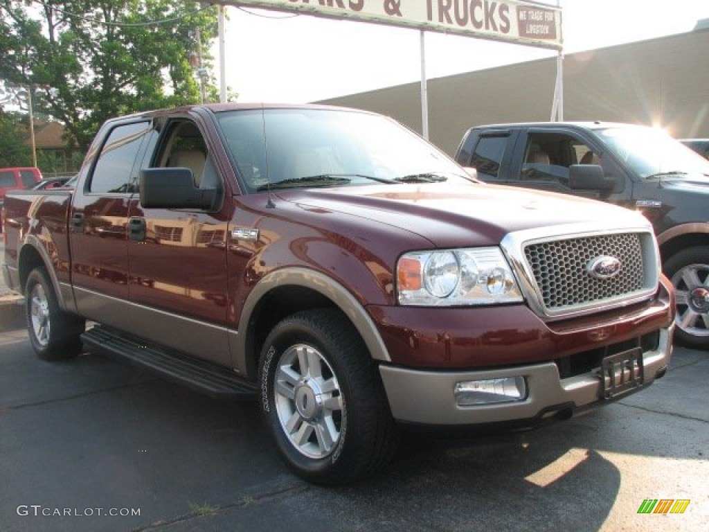 2004 F150 Lariat SuperCrew - Toreador Red Metallic / Tan photo #3