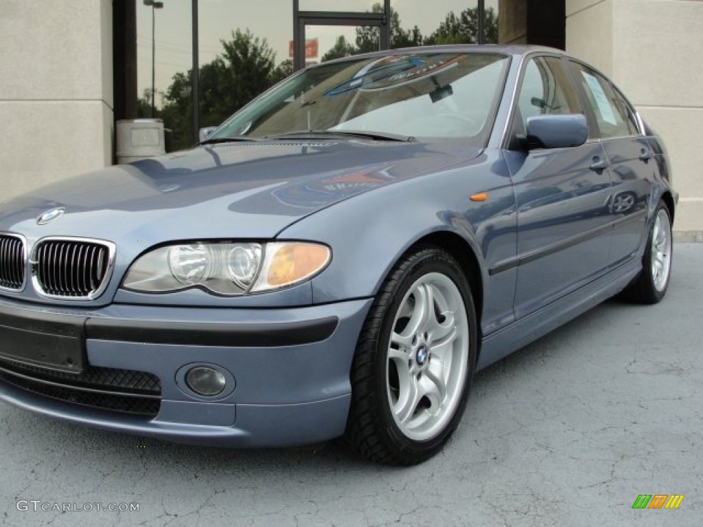 2002 3 Series 330i Sedan - Steel Blue Metallic / Grey photo #4