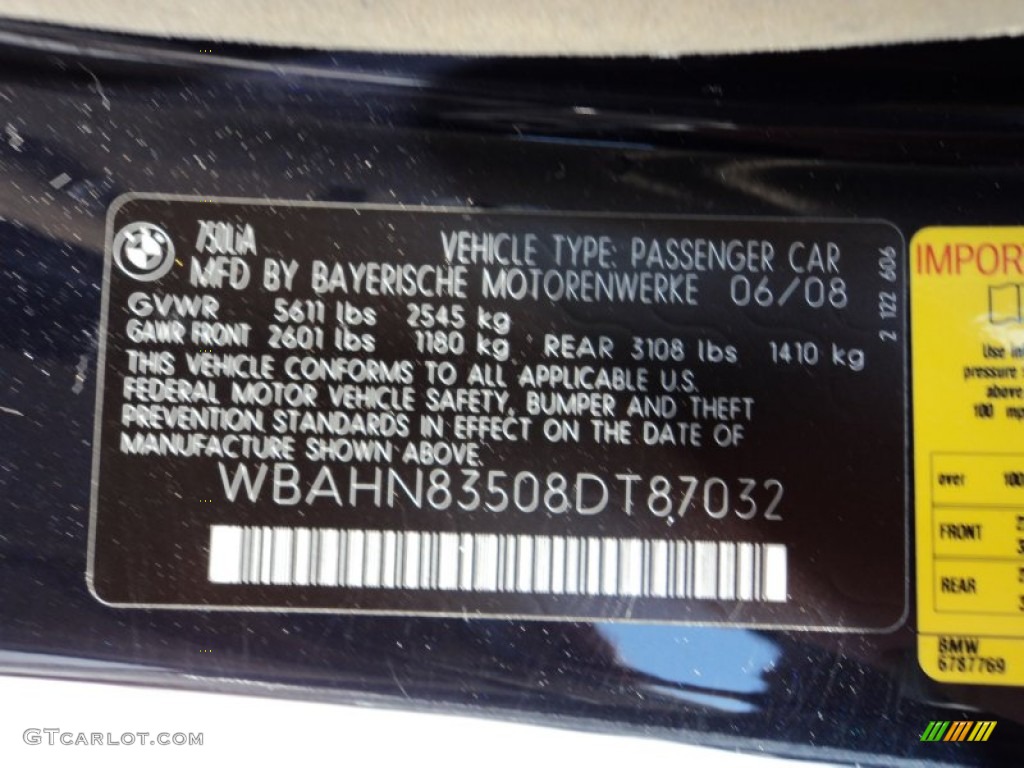 2008 7 Series 750Li Sedan - Monaco Blue Metallic / Cream Beige photo #12