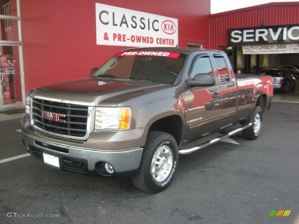 2008 Sierra 2500HD SLE Extended Cab 4x4 - Medium Brown Metallic / Ebony photo #1