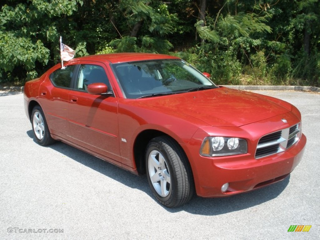 2010 Charger SXT - Inferno Red Crystal Pearl / Dark Slate Gray photo #1