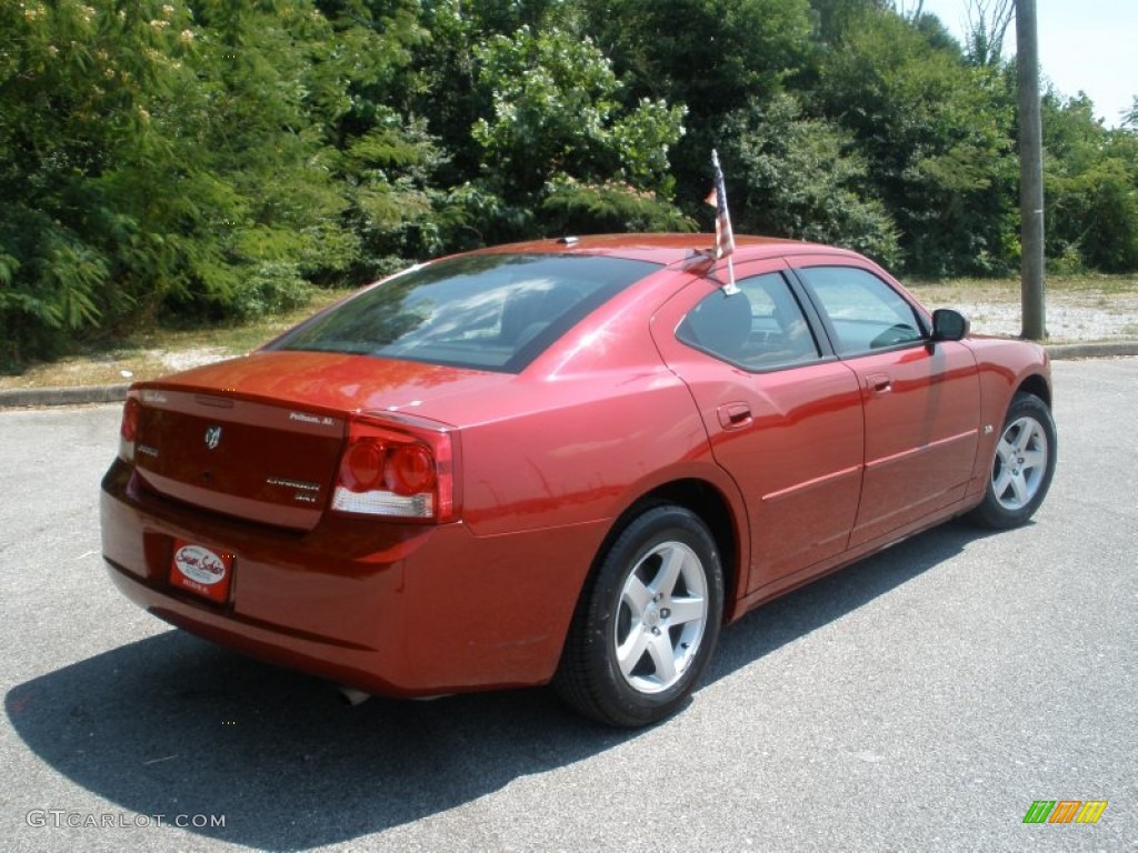 2010 Charger SXT - Inferno Red Crystal Pearl / Dark Slate Gray photo #3