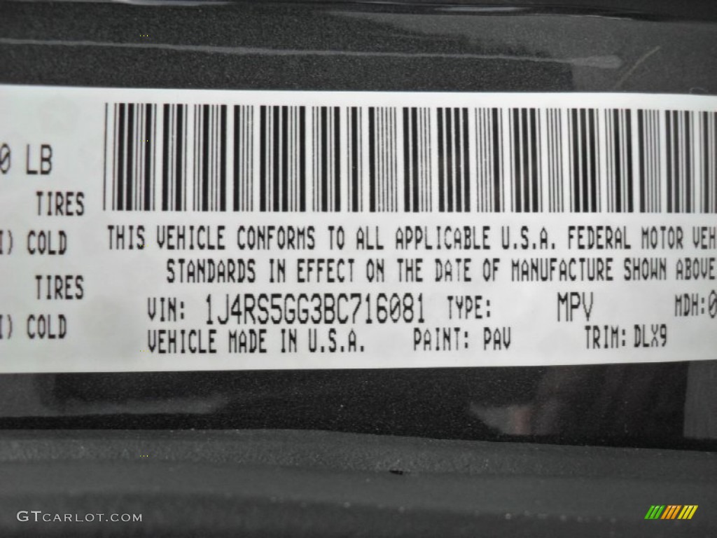 2011 Grand Cherokee Color Code PAV for Dark Charcoal Pearl Photo #50220819