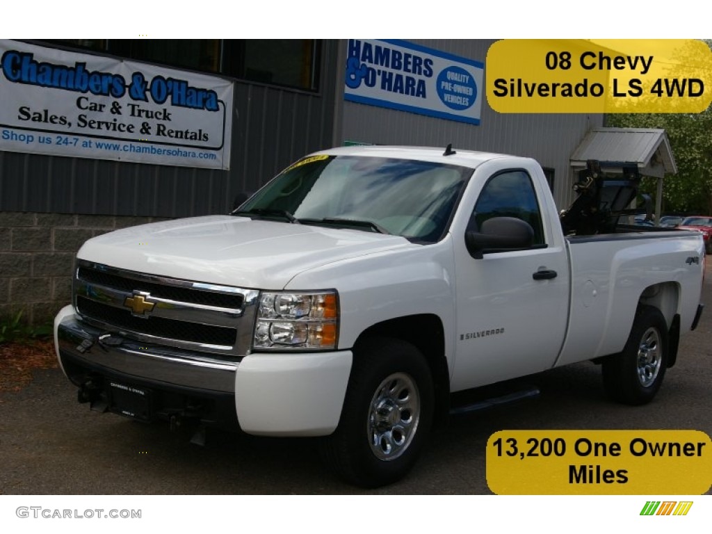 2008 Silverado 1500 LS Regular Cab 4x4 - Summit White / Dark Titanium photo #1