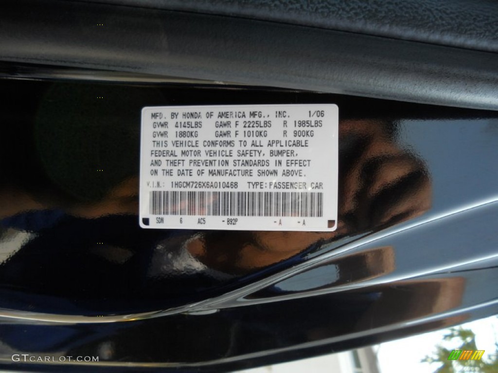 2006 Accord EX-L Coupe - Nighthawk Black Pearl / Black photo #28