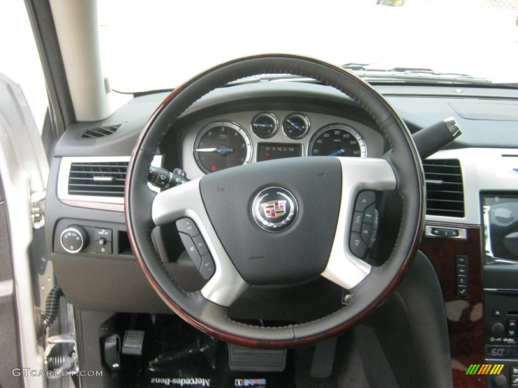 2011 Cadillac Escalade AWD Ebony/Ebony Steering Wheel Photo #50223912