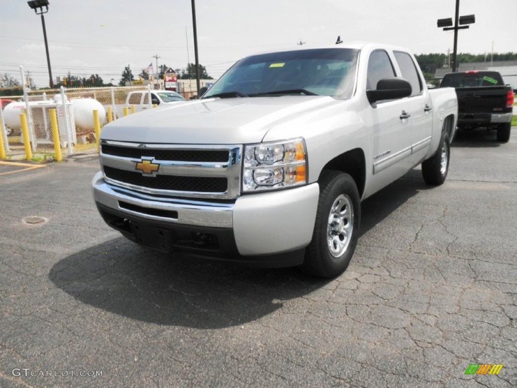 2010 Silverado 1500 LS Crew Cab 4x4 - Sheer Silver Metallic / Dark Titanium photo #3