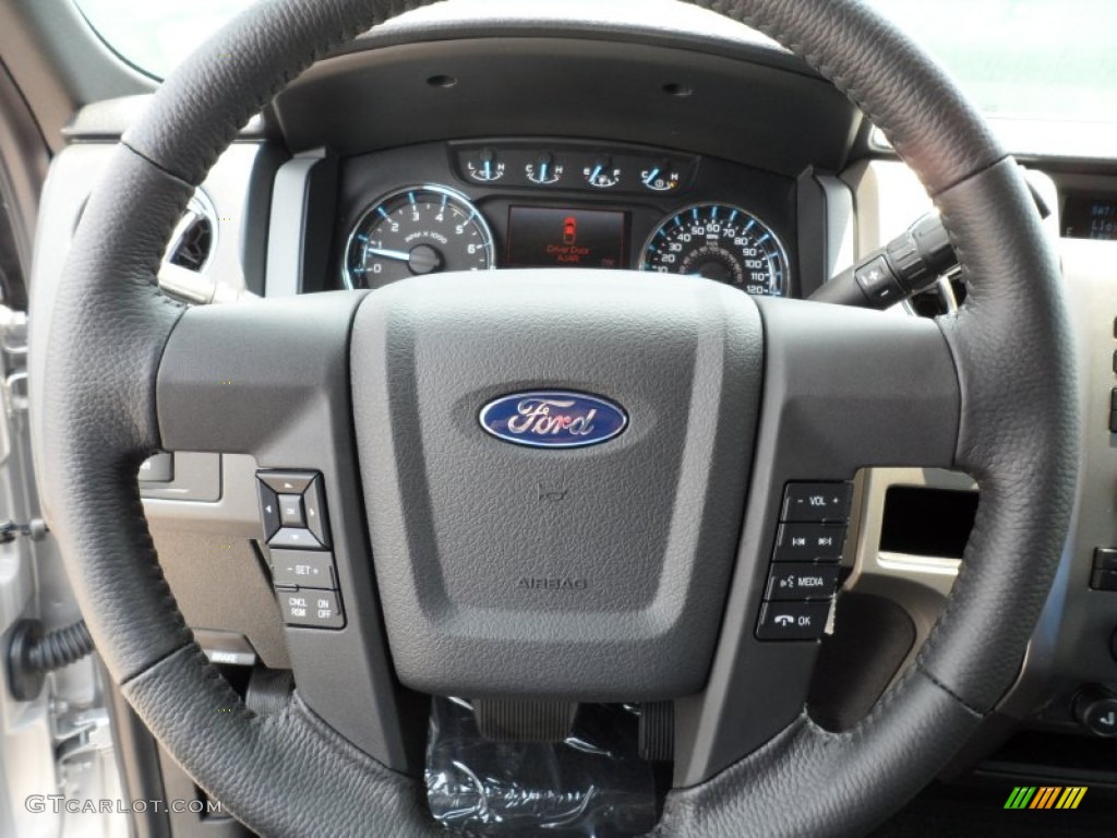 2011 Ford F150 XLT SuperCrew Steel Gray Steering Wheel Photo #50224776