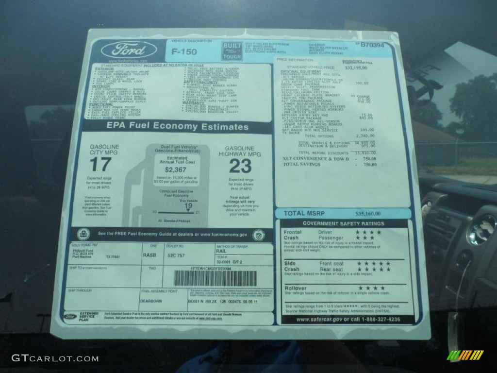 2011 Ford F150 XLT SuperCrew Window Sticker Photo #50224815