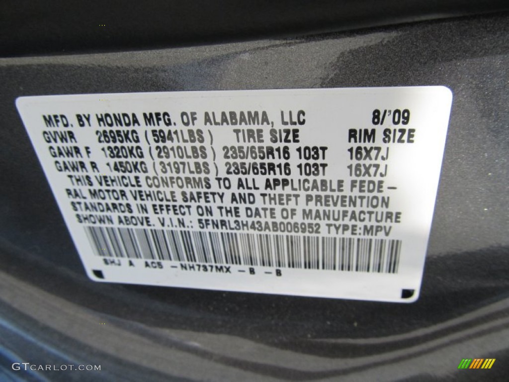 2010 Odyssey Color Code NH737MX for Polished Metal Metallic Photo #50226000