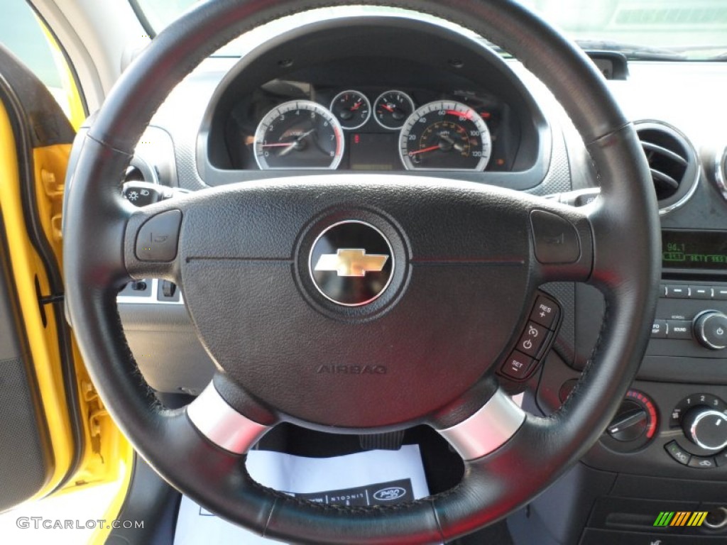 2011 Chevrolet Aveo LT Sedan Charcoal Steering Wheel Photo #50232847