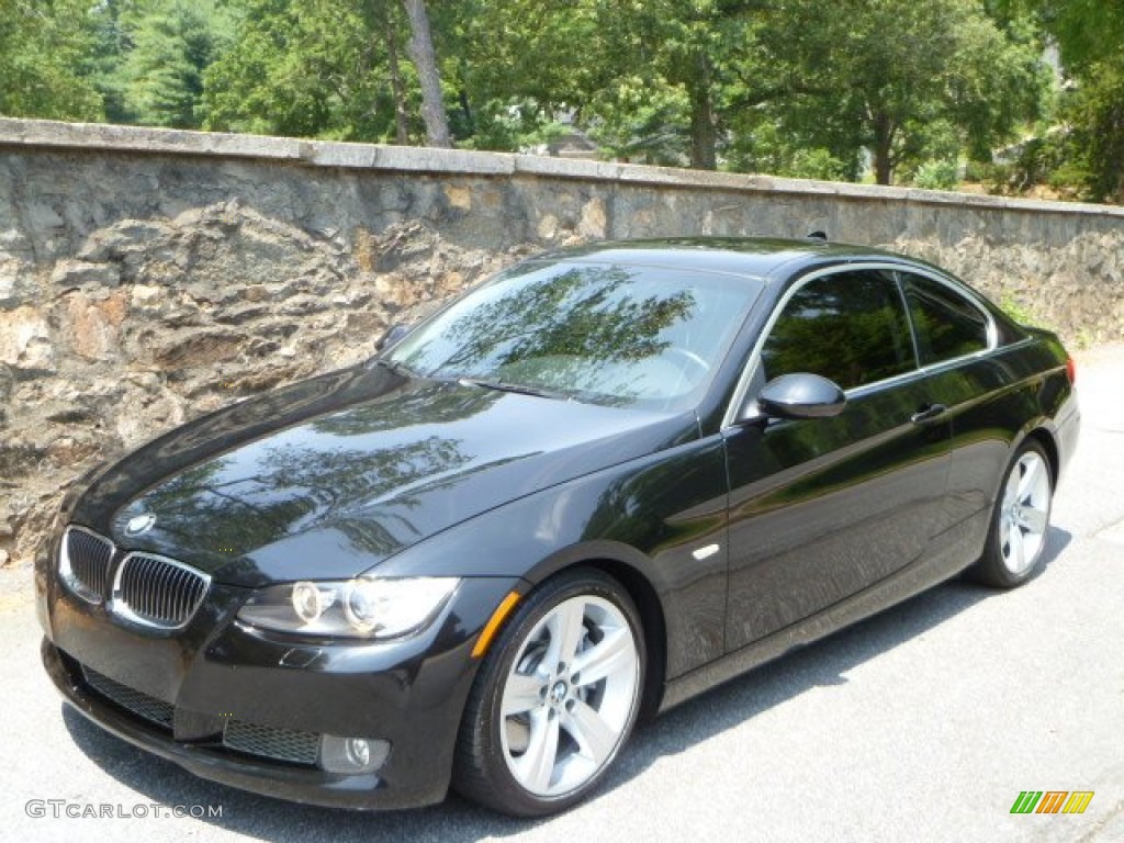 2007 3 Series 335i Coupe - Jet Black / Coral Red/Black photo #3