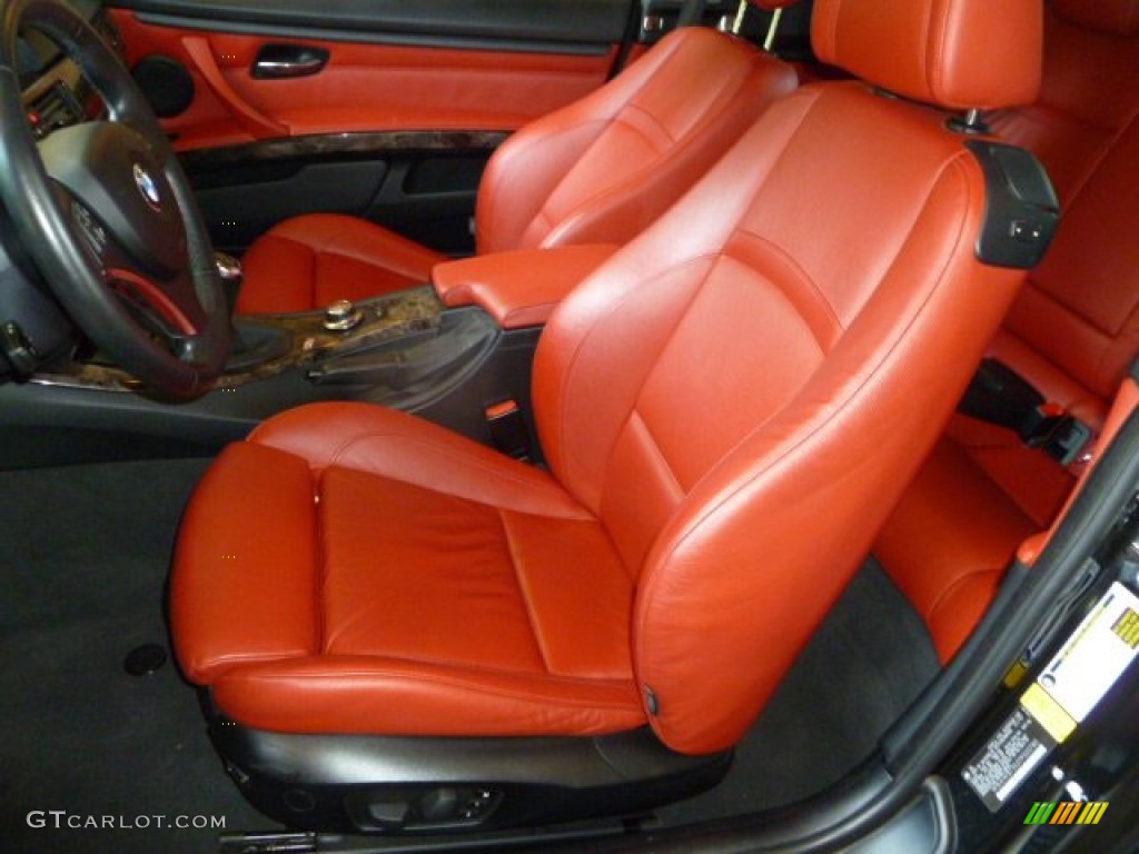 2007 3 Series 335i Coupe - Jet Black / Coral Red/Black photo #7