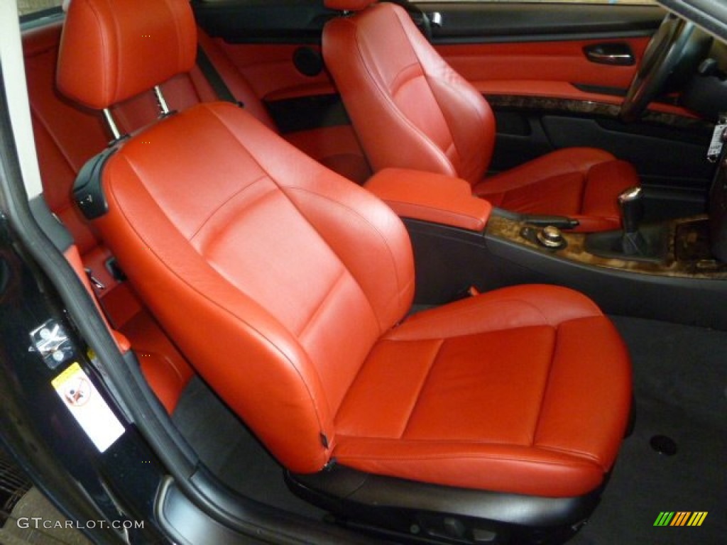 2007 3 Series 335i Coupe - Jet Black / Coral Red/Black photo #8