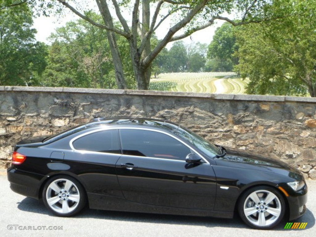 2007 3 Series 335i Coupe - Jet Black / Coral Red/Black photo #13