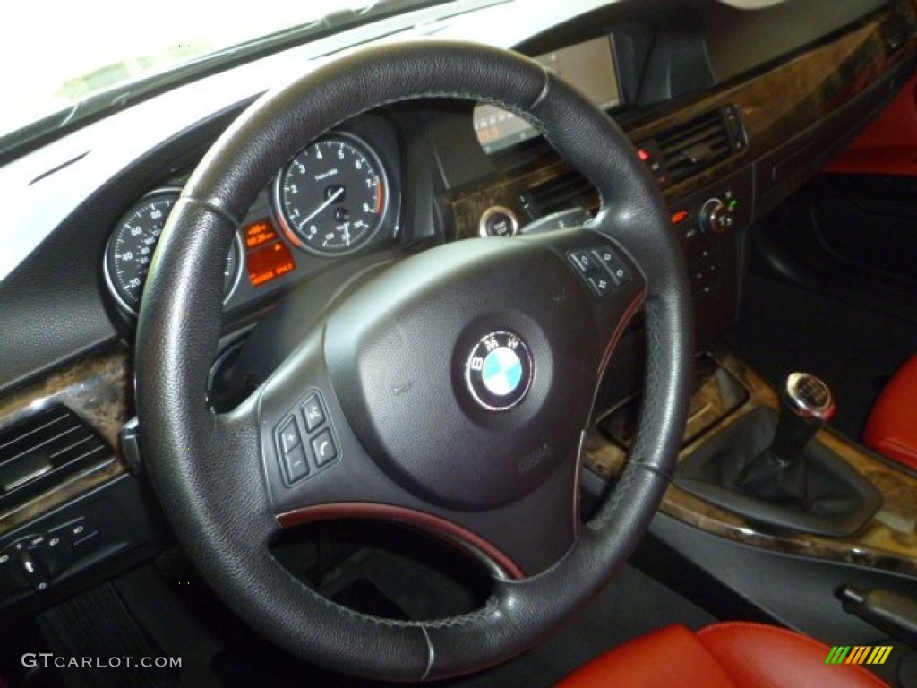 2007 3 Series 335i Coupe - Jet Black / Coral Red/Black photo #19