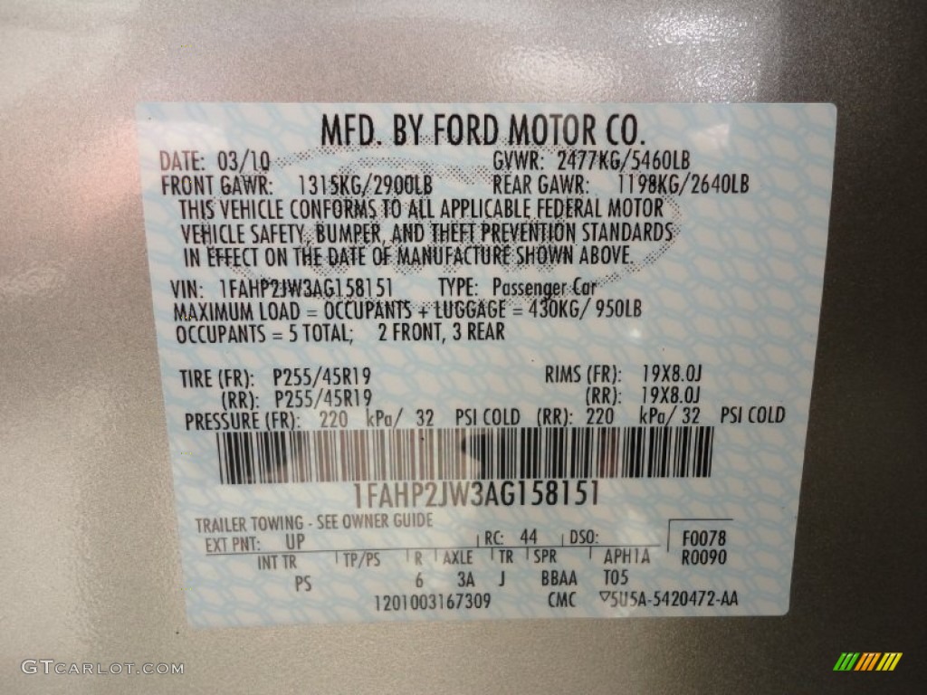 2010 Taurus Color Code UP for Gold Leaf Metallic Photo #50238151