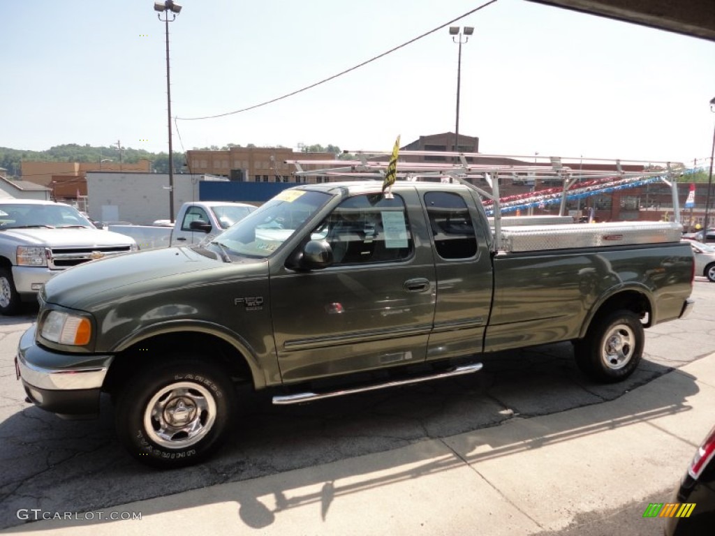 2002 F150 XLT SuperCab 4x4 - Estate Green Metallic / Medium Parchment photo #5