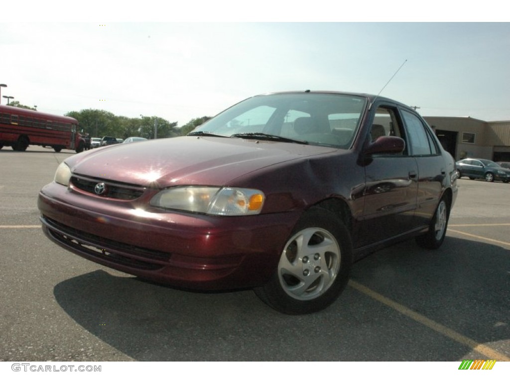 1998 Corolla LE - Ruby Red Pearl Metallic / Beige photo #3