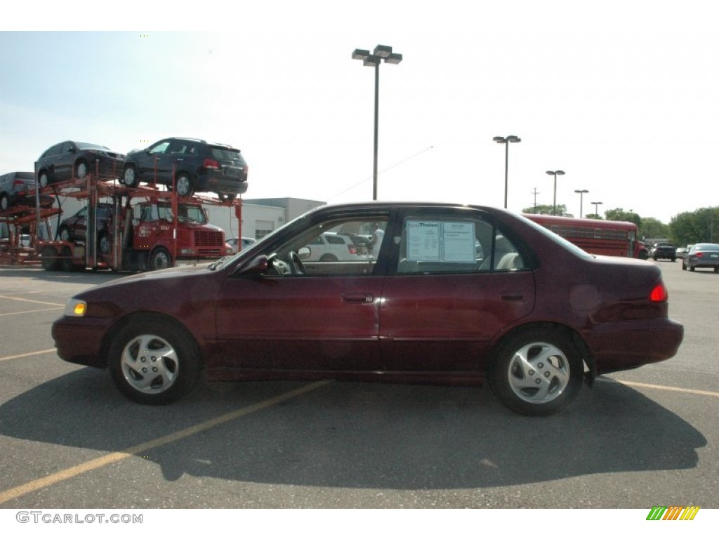 1998 Corolla LE - Ruby Red Pearl Metallic / Beige photo #12