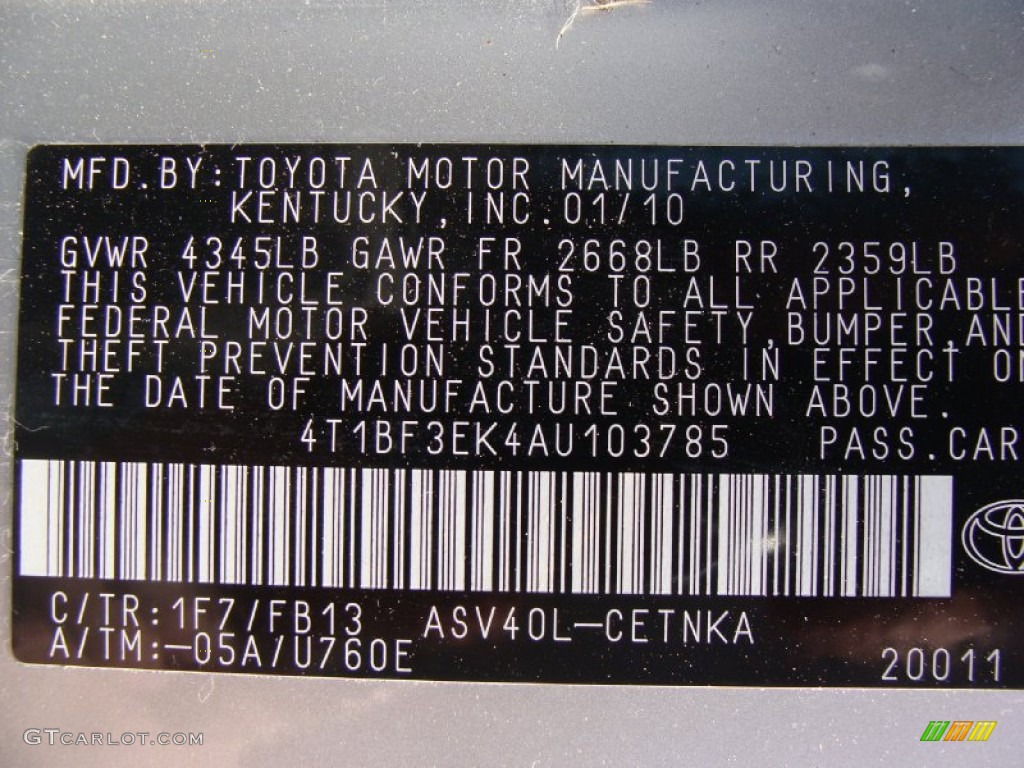 2010 Camry LE - Classic Silver Metallic / Ash Gray photo #16