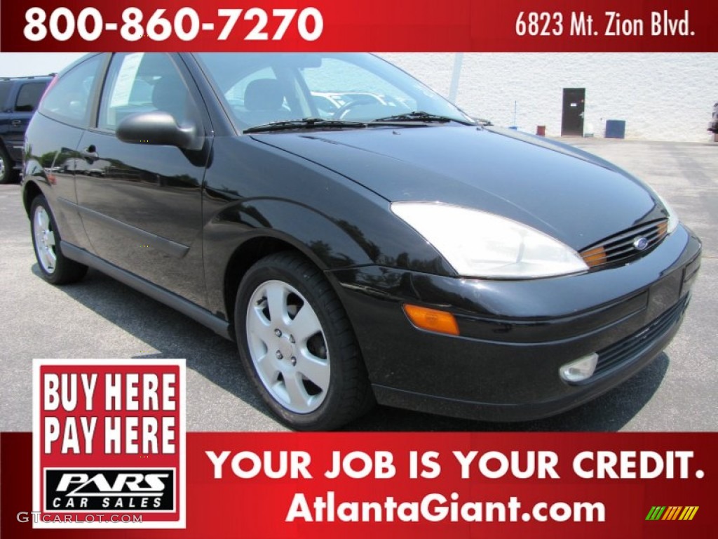 2001 Focus ZX3 Coupe - Pitch Black / Dark Charcoal Black photo #4