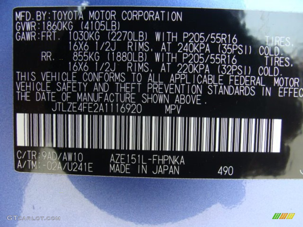 2010 xB Color Code 9AD for RS Murasaki Metallic Photo #50259248