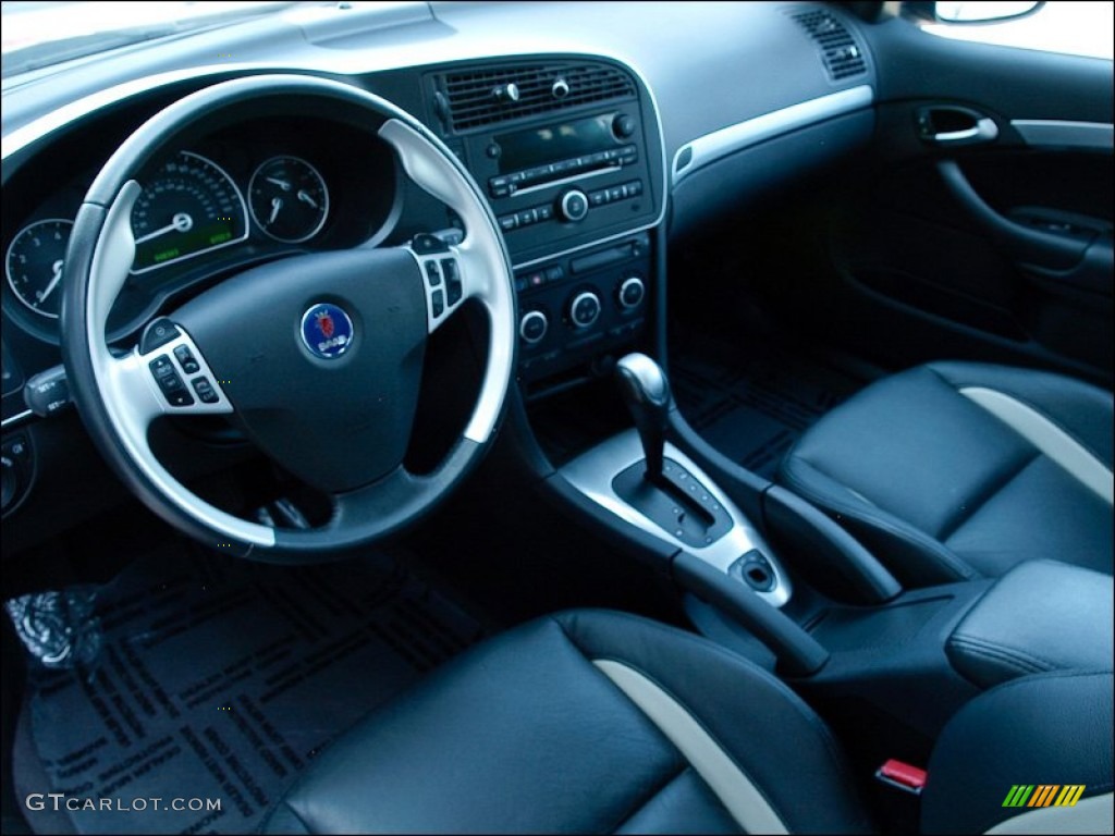 Black/Parchment Interior 2008 Saab 9-3 Aero SportCombi Wagon Photo #50259254
