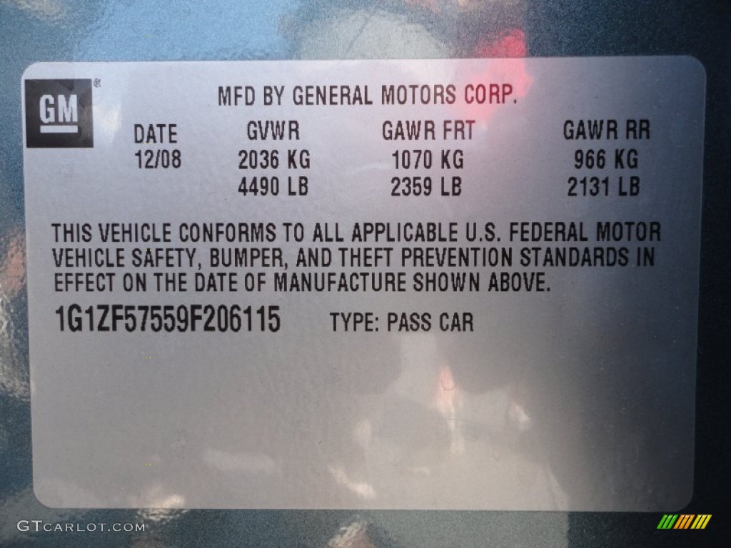 2009 Chevrolet Malibu Hybrid Sedan Info Tag Photo #50262446
