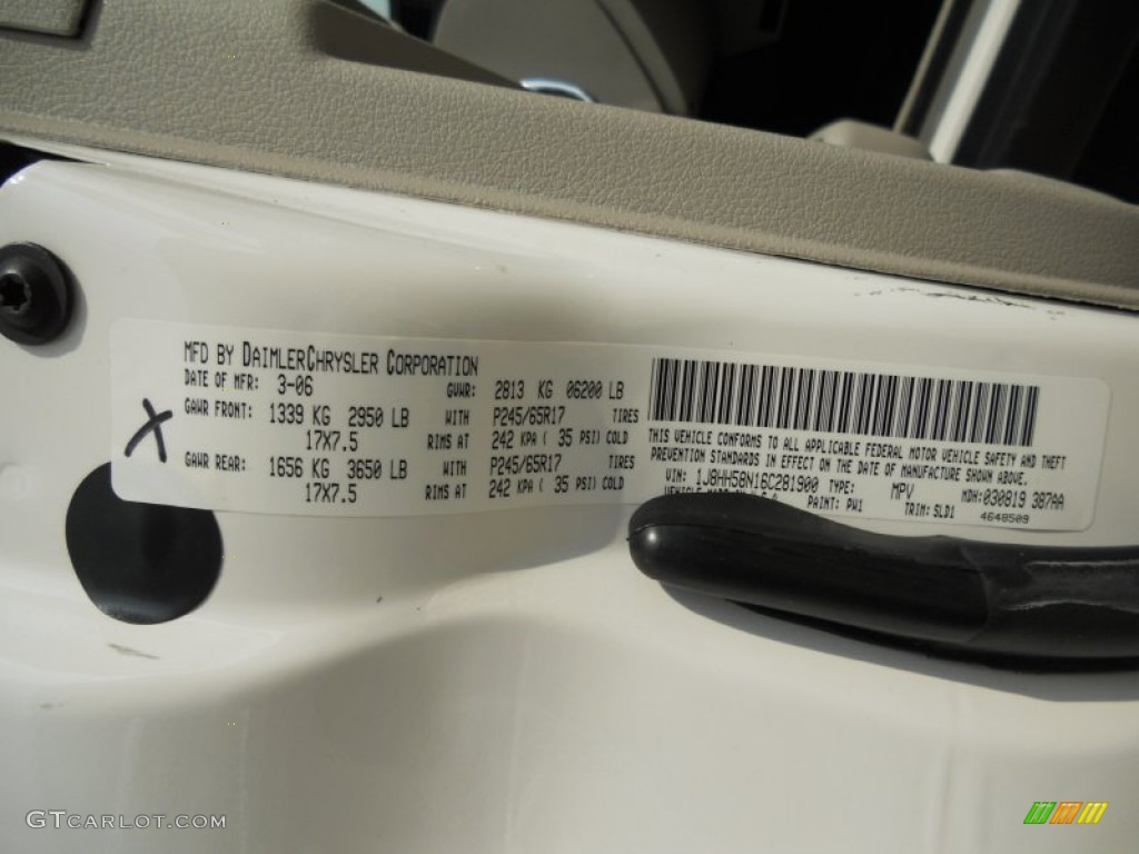 2006 Commander Color Code PW1 for Stone White Photo #50262585