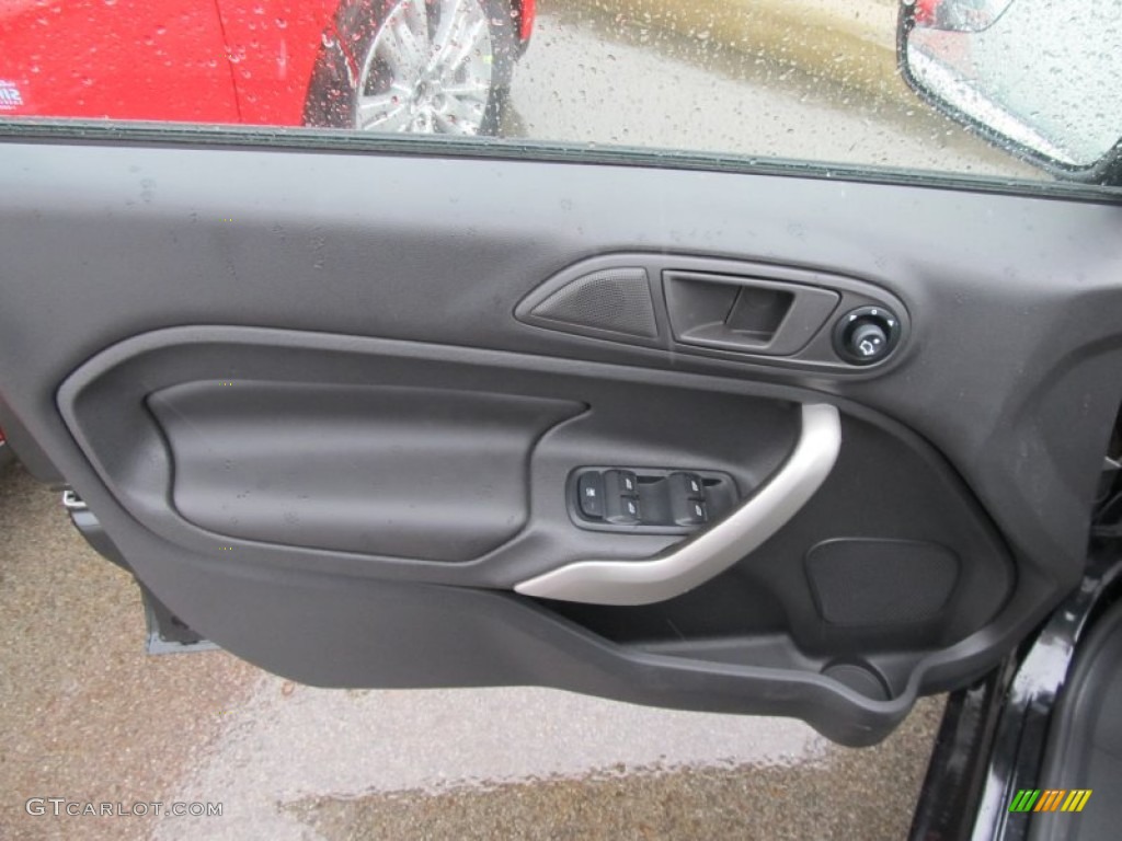 2011 Ford Fiesta SEL Sedan Charcoal Black Leather Door Panel Photo #50269650