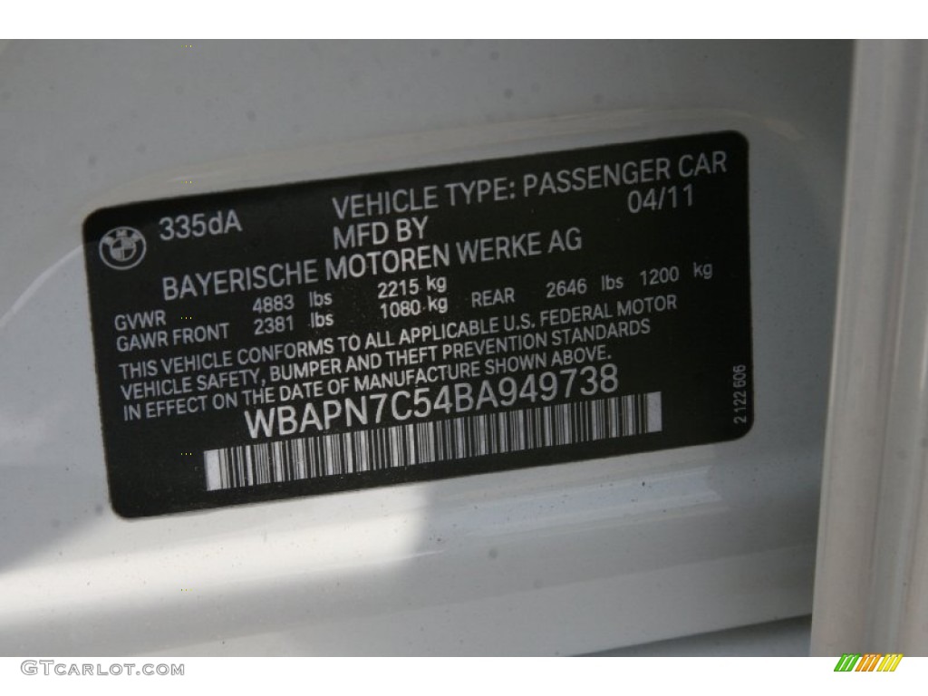 2011 3 Series 335d Sedan - Alpine White / Black Dakota Leather photo #6