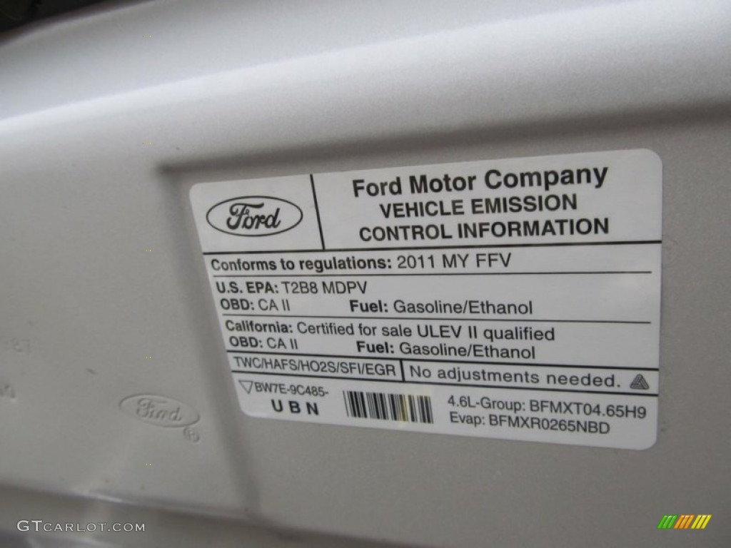 2011 Ford E Series Van E250 XL Cargo Info Tag Photo #50270024