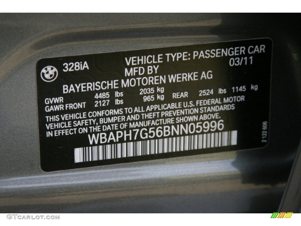2011 3 Series 328i Sedan - Space Gray Metallic / Gray Dakota Leather photo #6