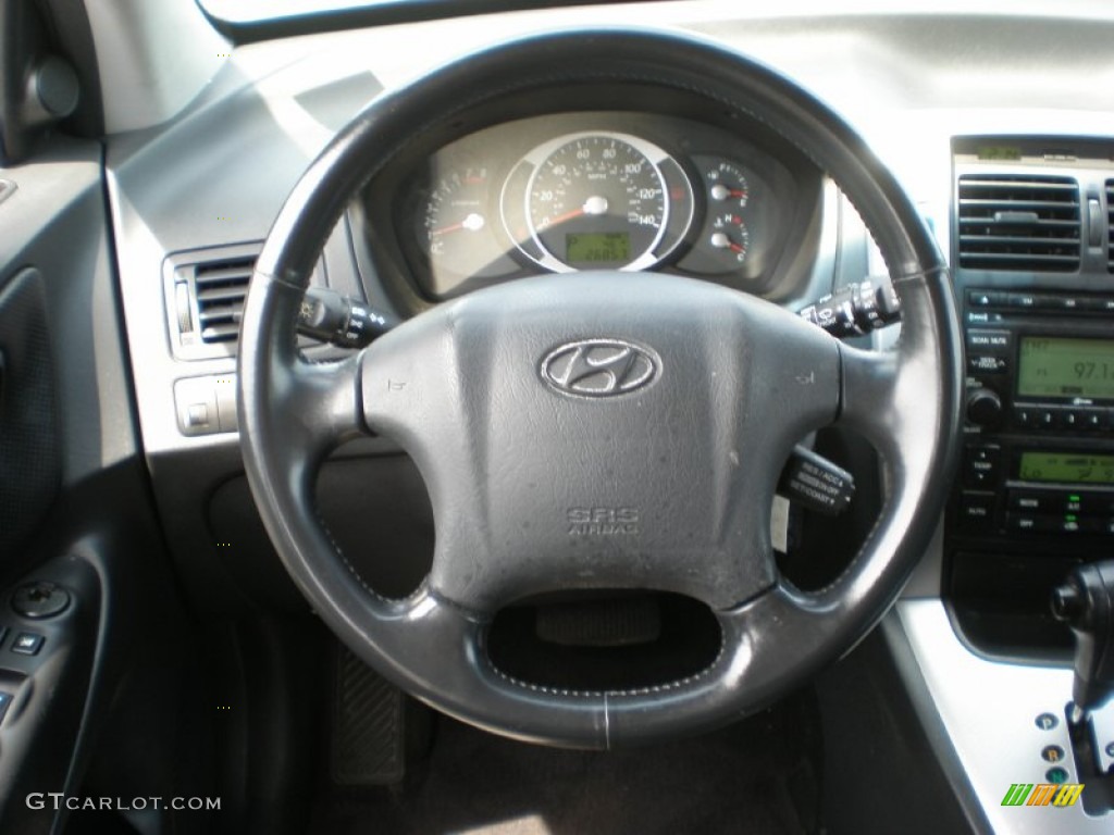 2008 Hyundai Tucson Limited Black Steering Wheel Photo #50275110