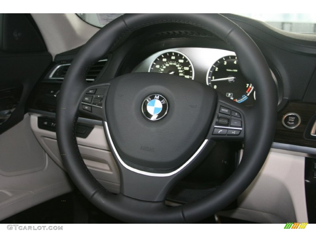 2012 BMW 7 Series 750i Sedan Oyster/Black Steering Wheel Photo #50275713